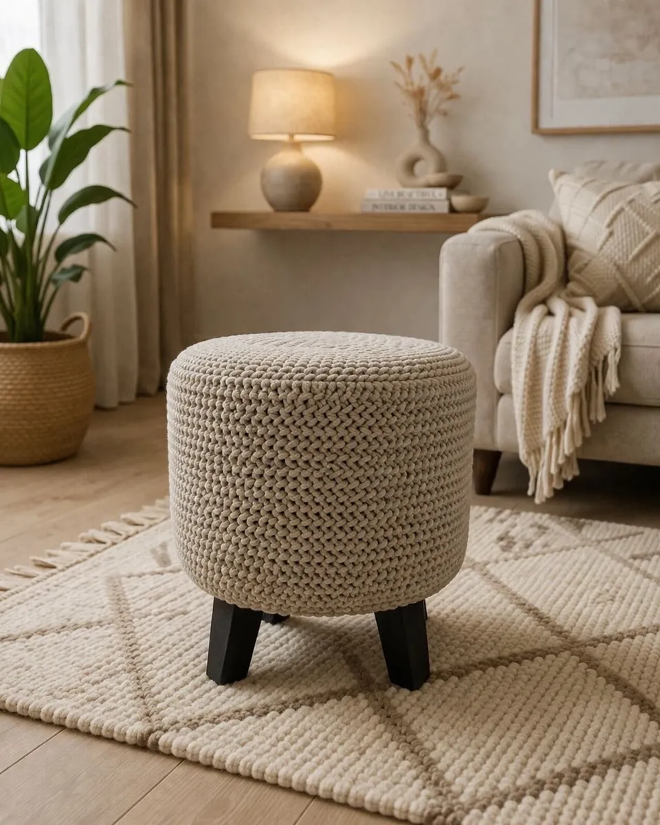 Brand New Chunky Knit Poufs / Footstools – Multipl - Image 3