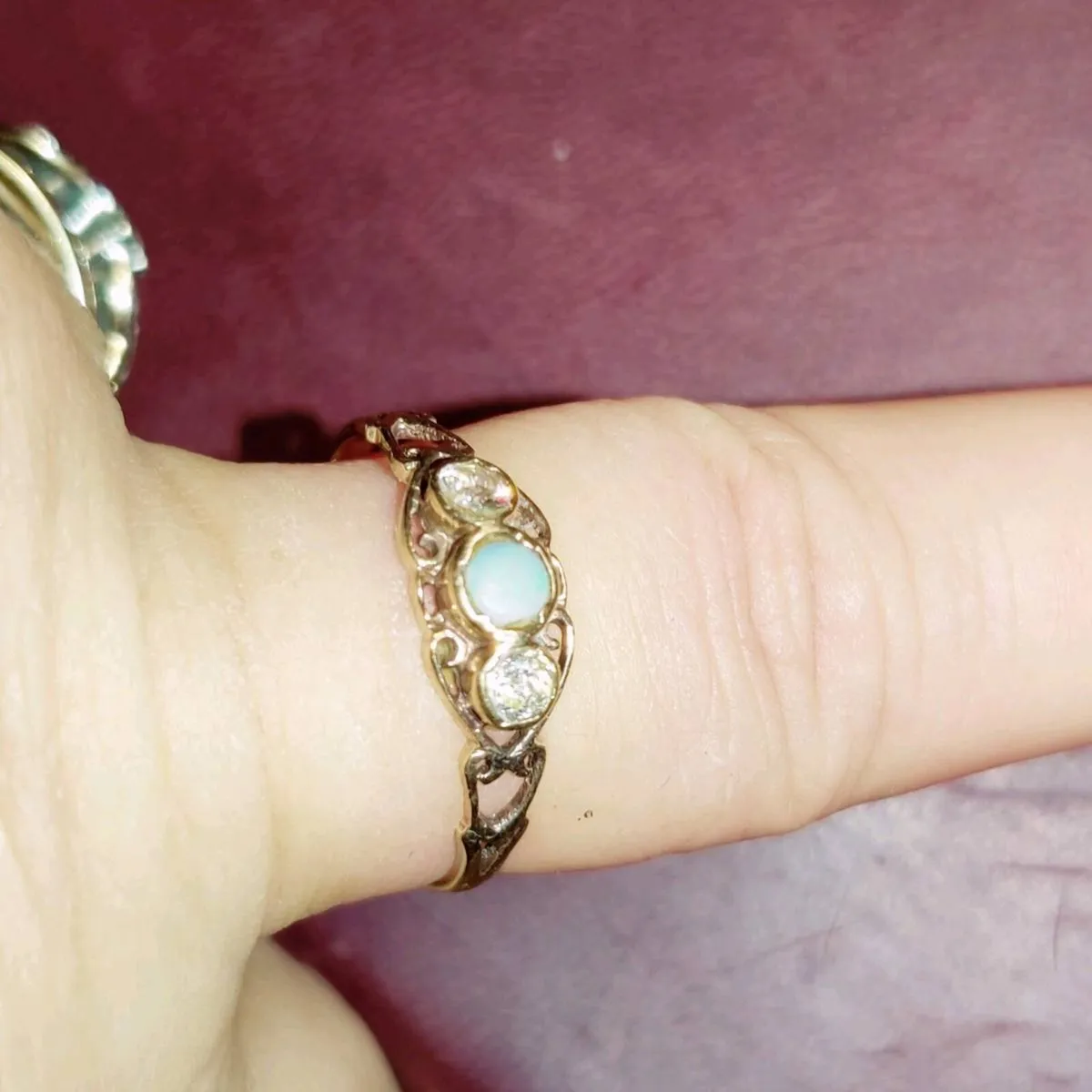 OPAL CELTIC KELLS, 9CT THIVK Gold Vintage Ring ! - Image 3