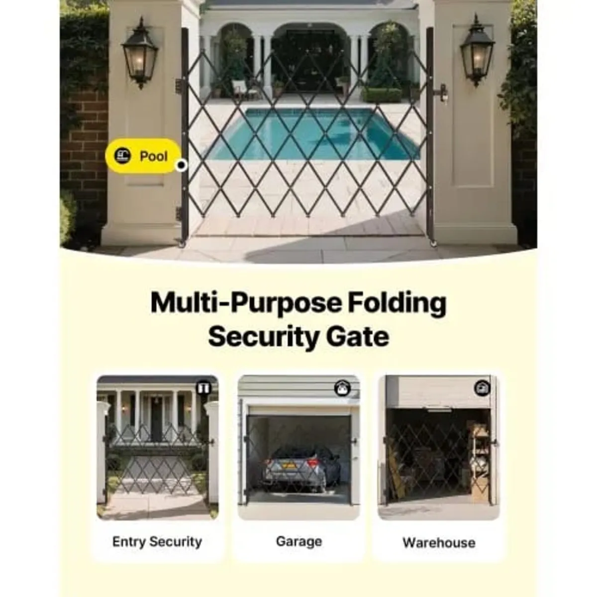 Single Folding Security Gate, Lockable Scissor Gat - Image 4