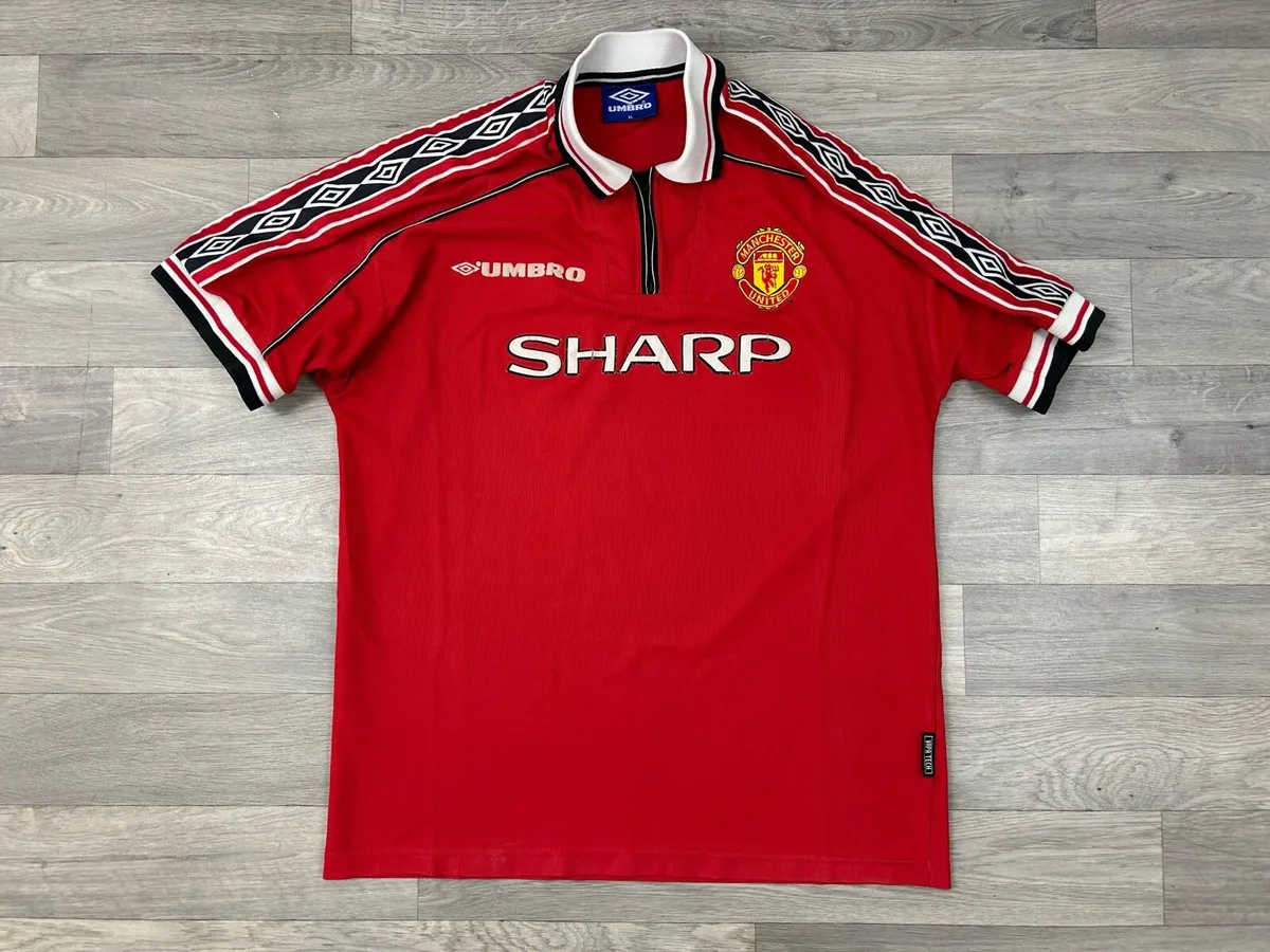 Vintage 1998 Manchester United Treble Jersey Shirt - Image 1