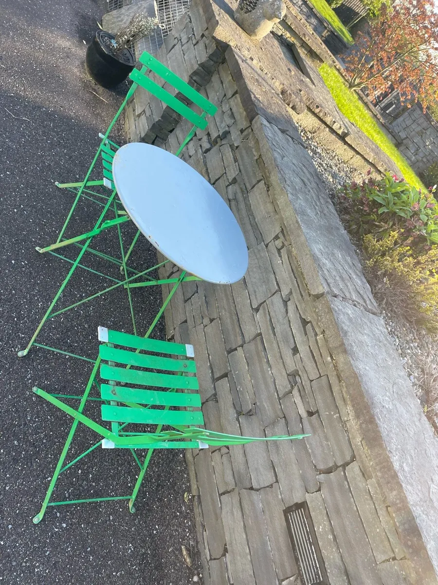 Garden Patio Bistro Foldable Table & 2 x Chairs - Image 2