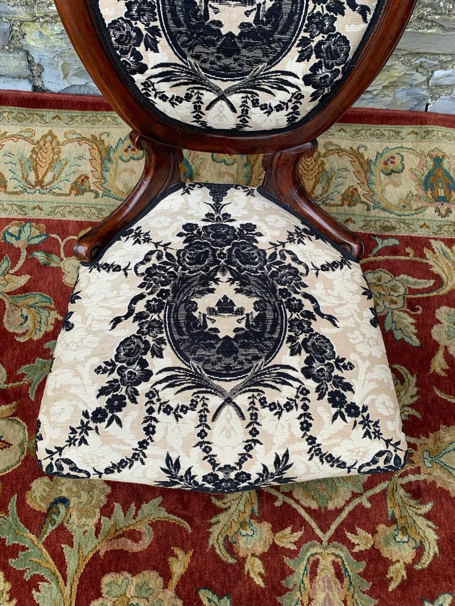 Antique Victorian walnut bedroom chair. - Image 4