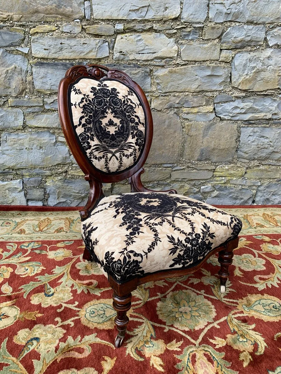 Antique Victorian walnut bedroom chair. - Image 1