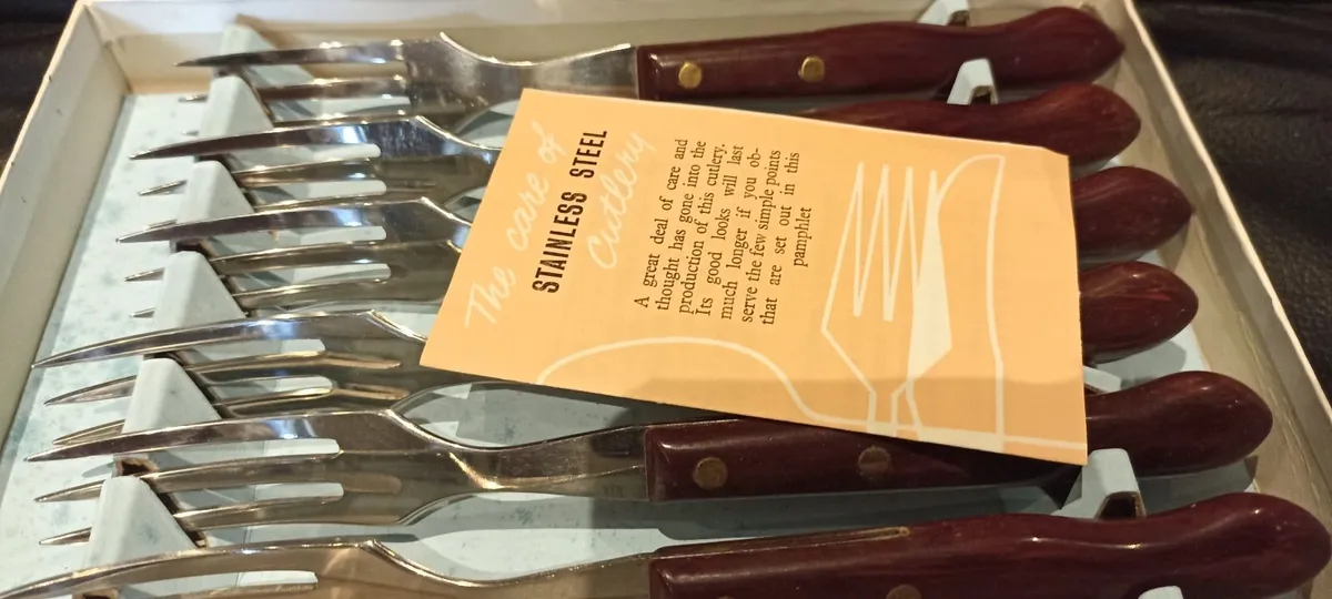 Set of Sheffield Steel Steak Knives and Forks - Image 3