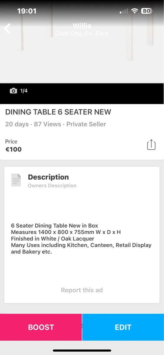 DINING TABLRS X 4 NO CHAIRS - Image 3