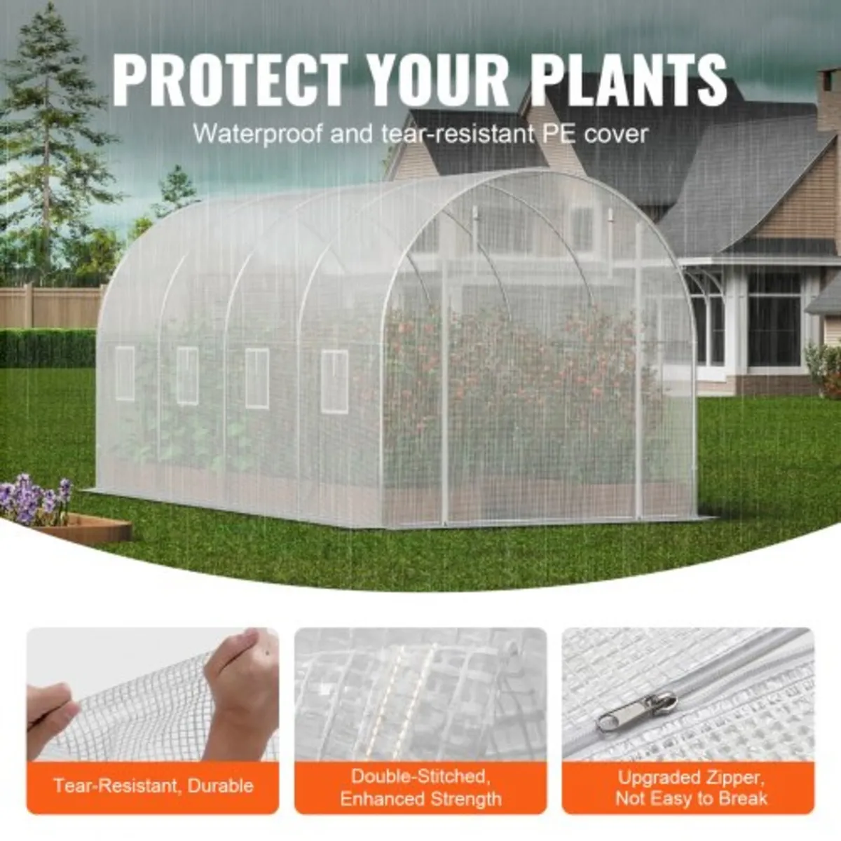Walk-in Tunnel Greenhouse, 14.6x6.4x6.3 ft Hoop Ho - Image 3