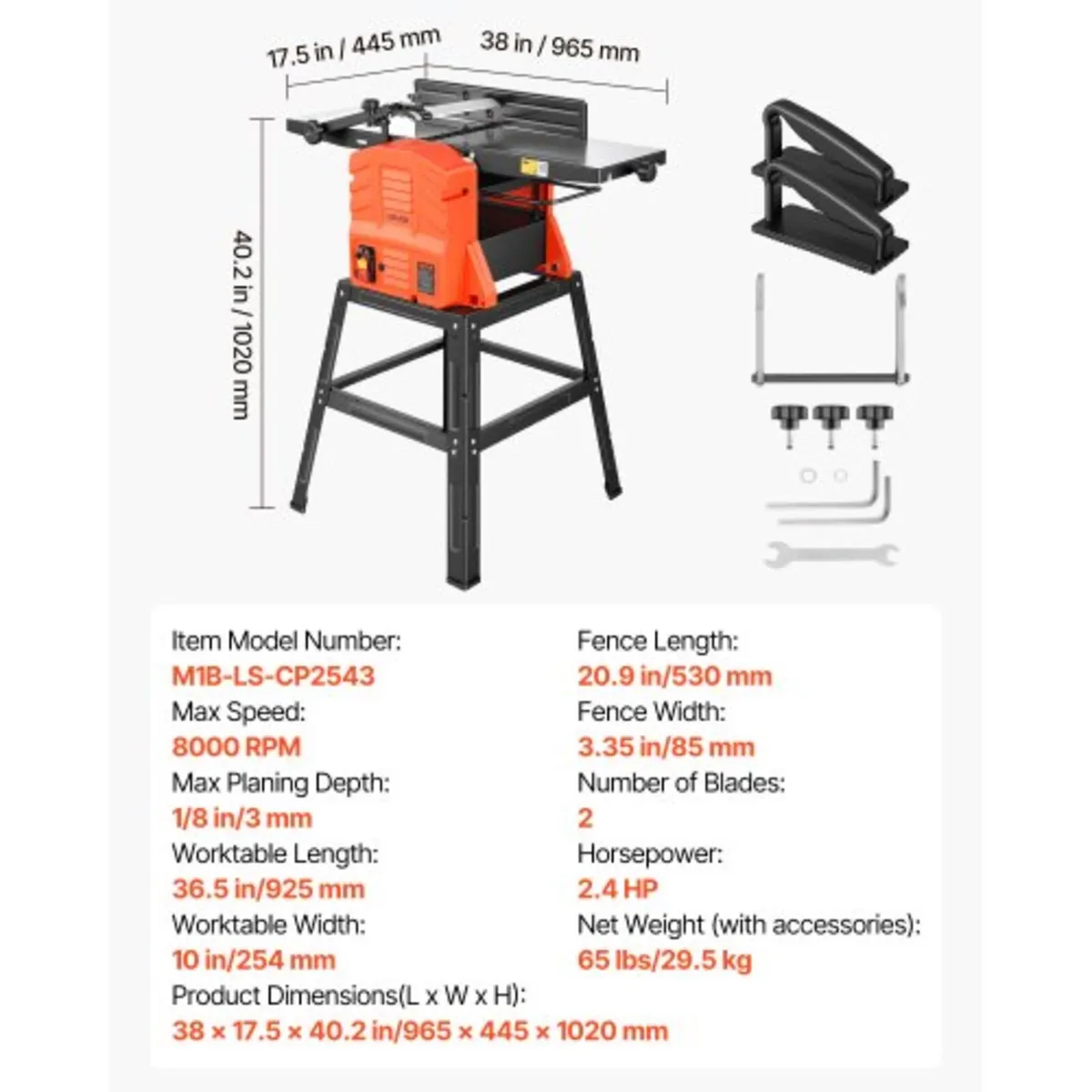 Benchtop Planer and Jointer Combo, 254 mm, 2.4 HP - Image 2
