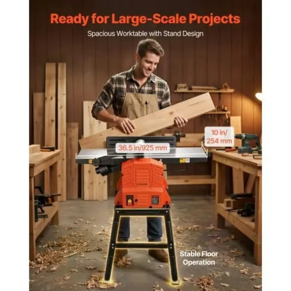 Benchtop Planer and Jointer Combo, 254 mm, 2.4 HP - Image 3