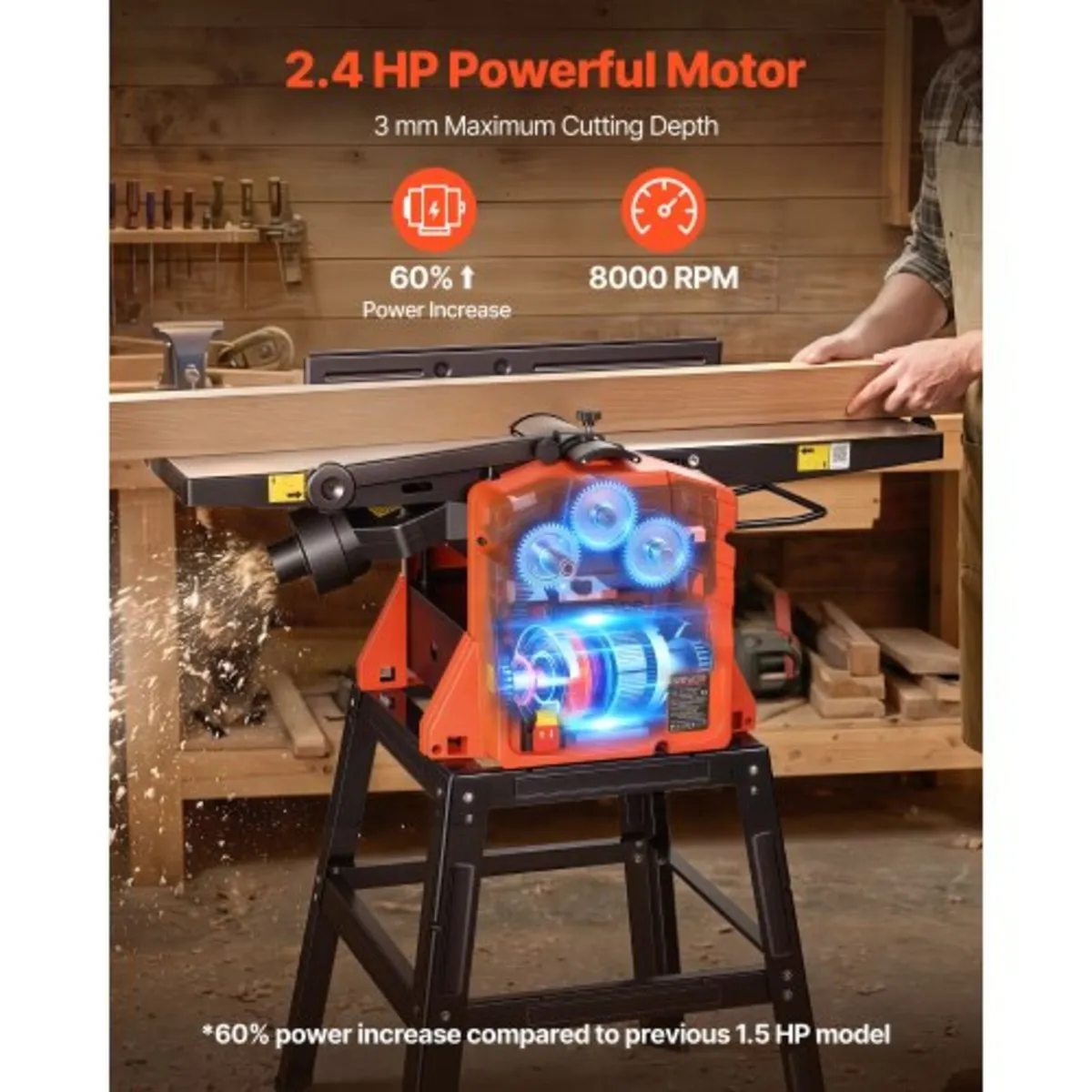 Benchtop Planer and Jointer Combo, 254 mm, 2.4 HP - Image 4