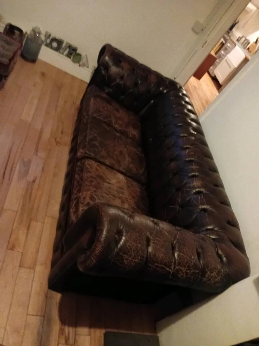 antique cigar brown chesterfield - Image 1