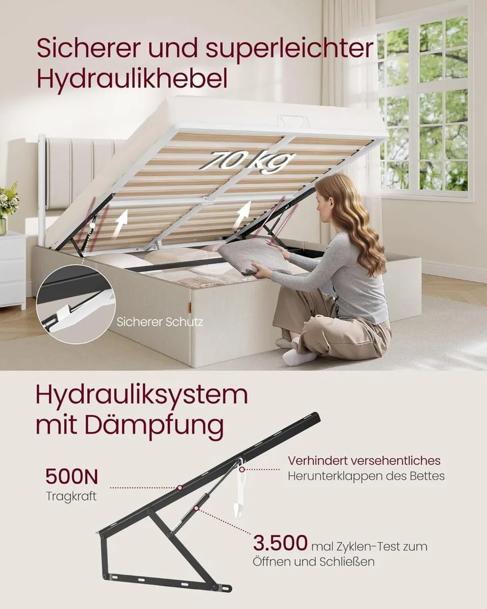 King Hydraulic Lift Ottoman Storage Bed - Image 2