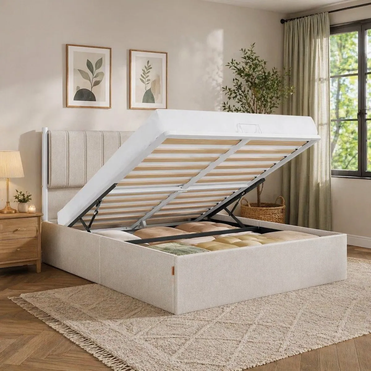 King Hydraulic Lift Ottoman Storage Bed - Image 1