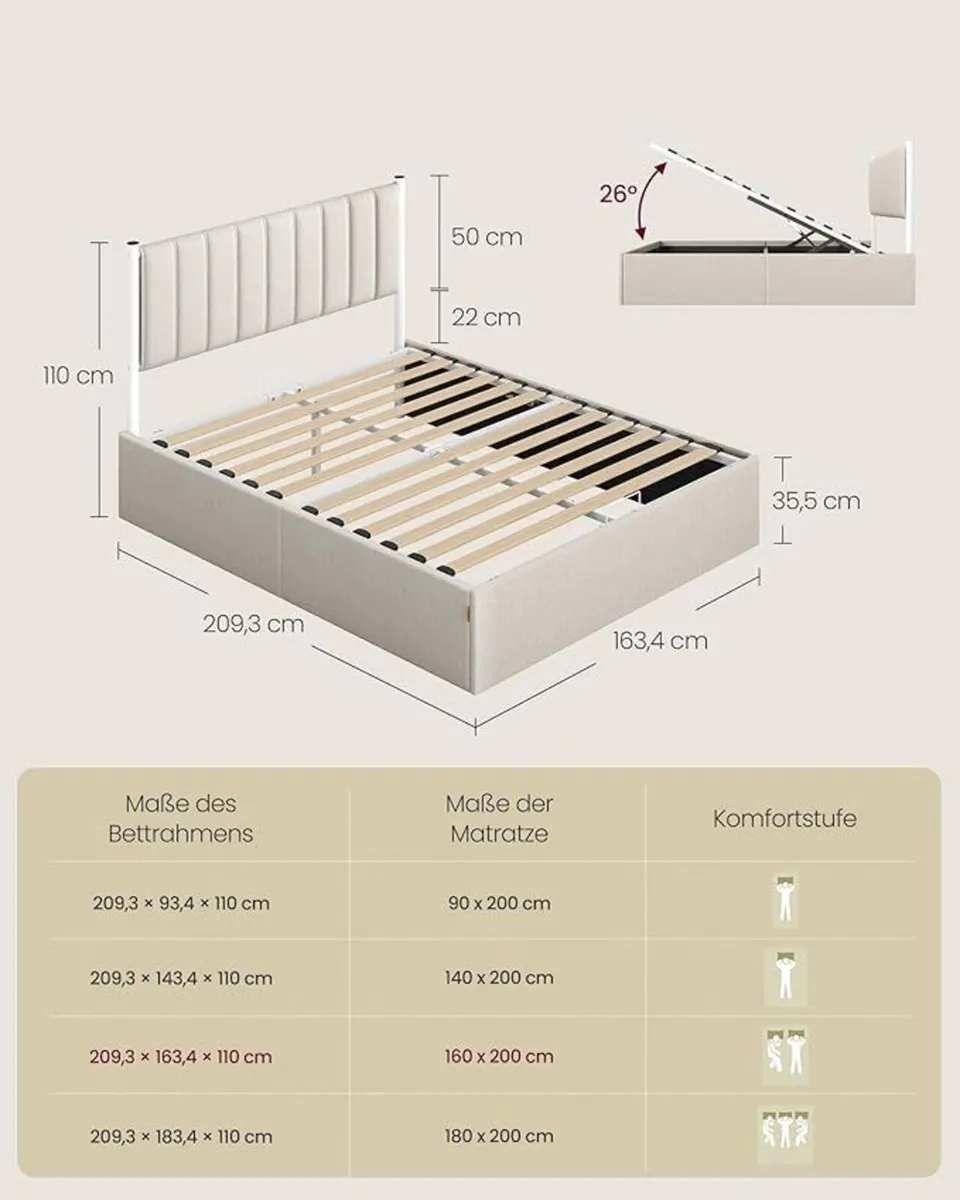 King Hydraulic Lift Ottoman Storage Bed - Image 4