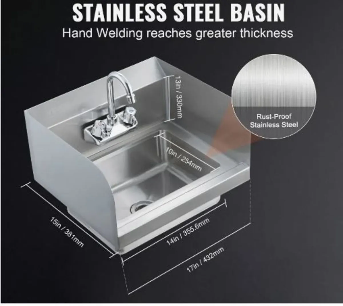 Commercial Hand Sink with Faucet - Image 2