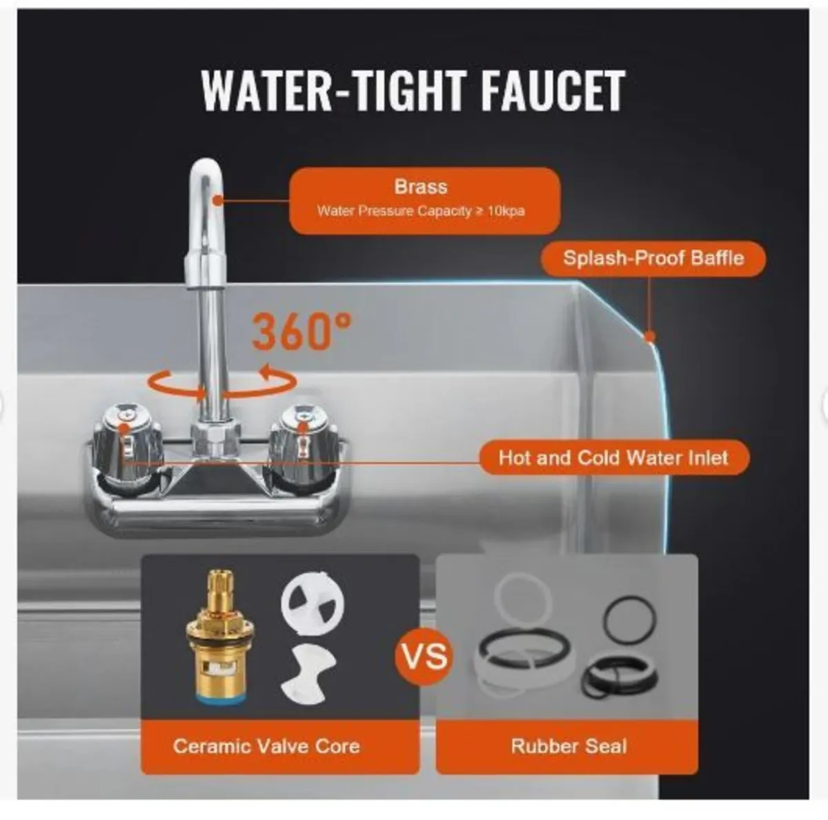 Commercial Hand Sink with Faucet - Image 3