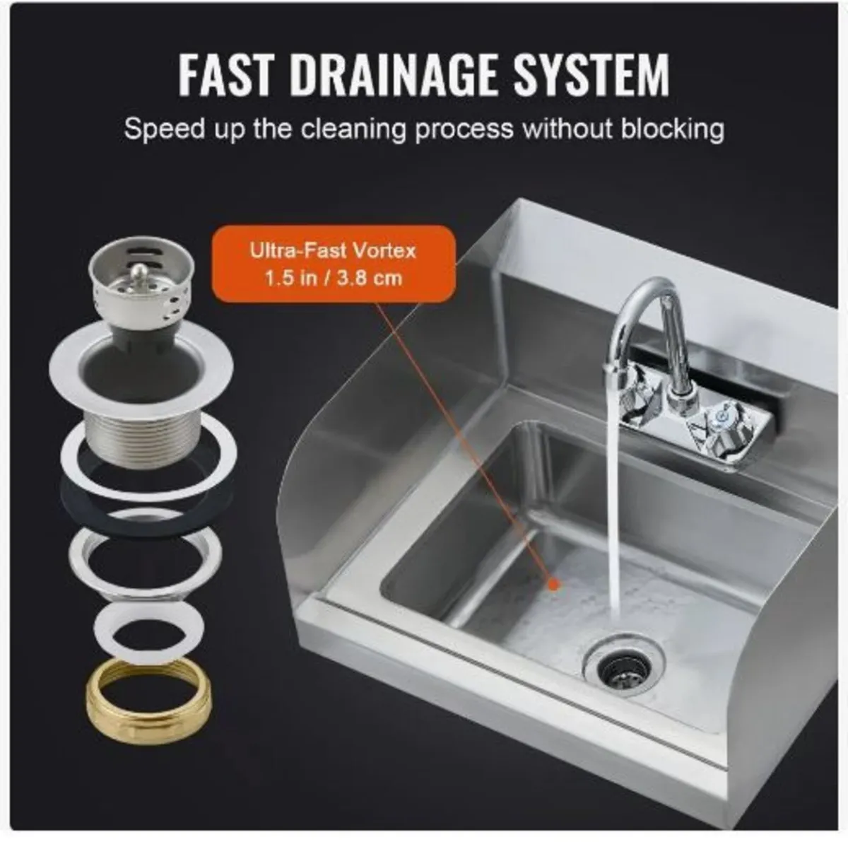 Commercial Hand Sink with Faucet - Image 4