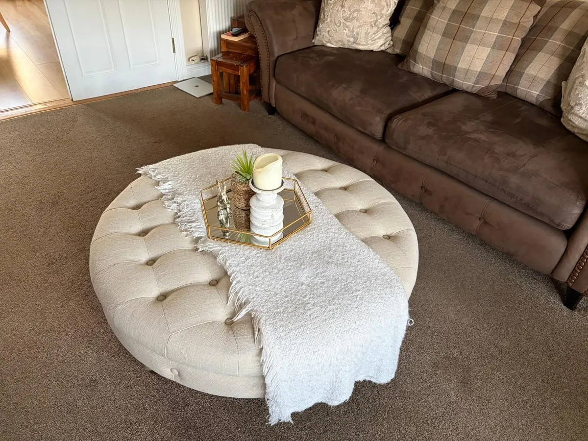 Complete Sofa Set: 4-Seater + 3-Seater + Footstool - Image 4