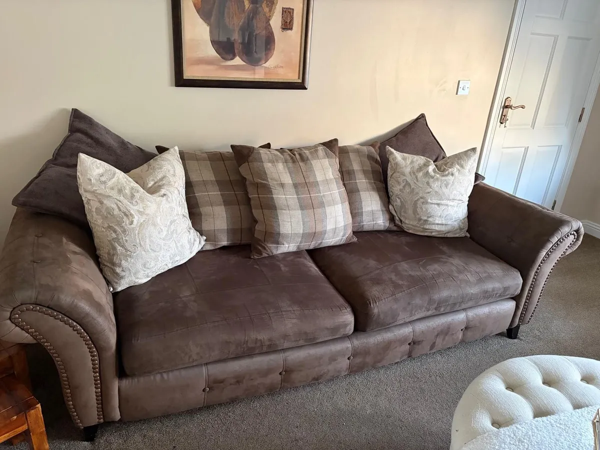 Complete Sofa Set: 4-Seater + 3-Seater + Footstool - Image 2