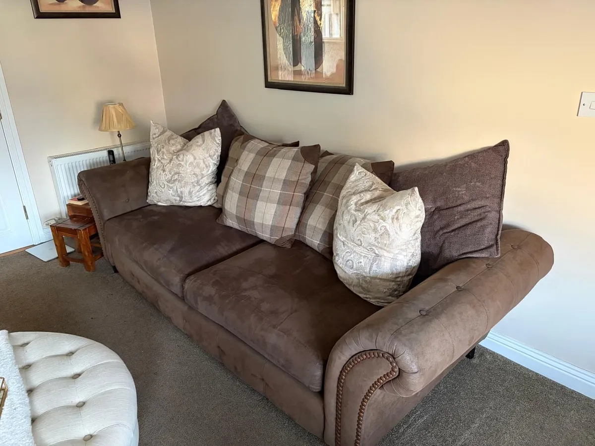 Complete Sofa Set: 4-Seater + 3-Seater + Footstool - Image 3