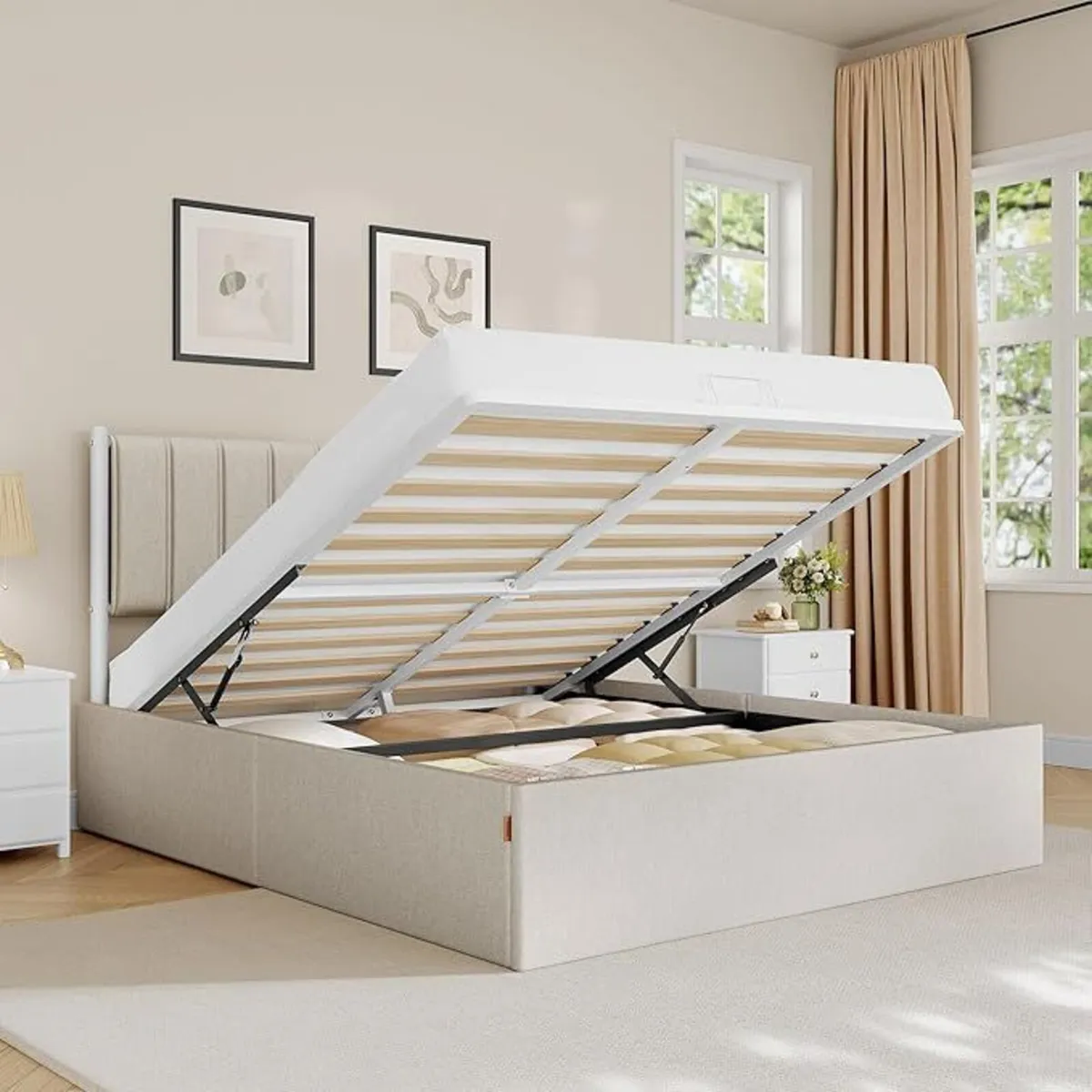 King Hydraulic Lift Ottoman Storage Bed - Image 1
