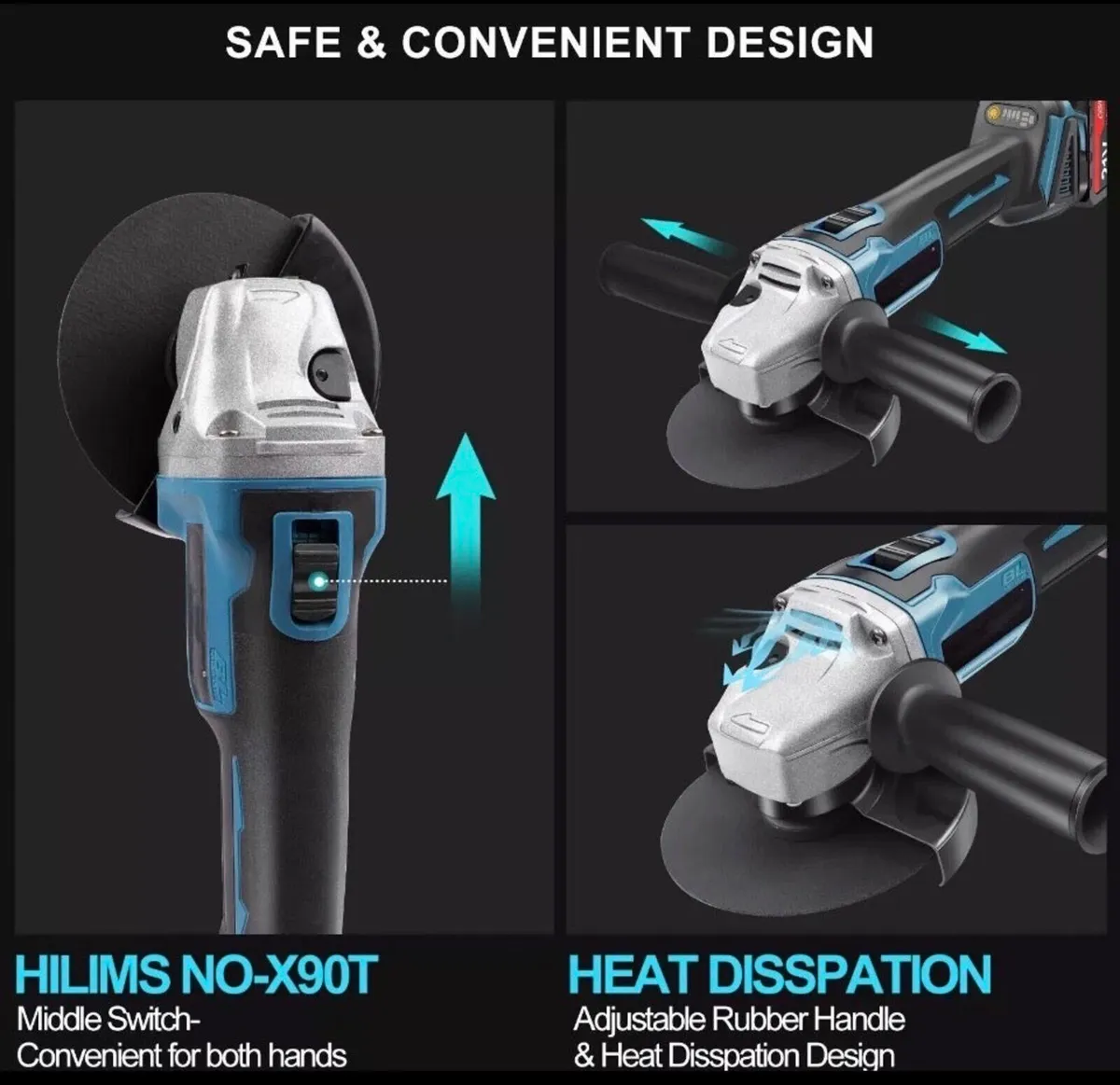 New 125mm Cordless Angle Grinder +2 Batteries - Image 3