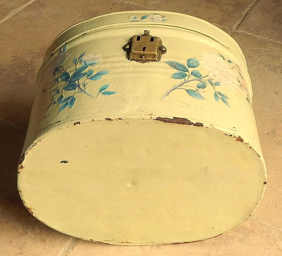 Vintage Hand Painted Metal Storage Bin - Image 3