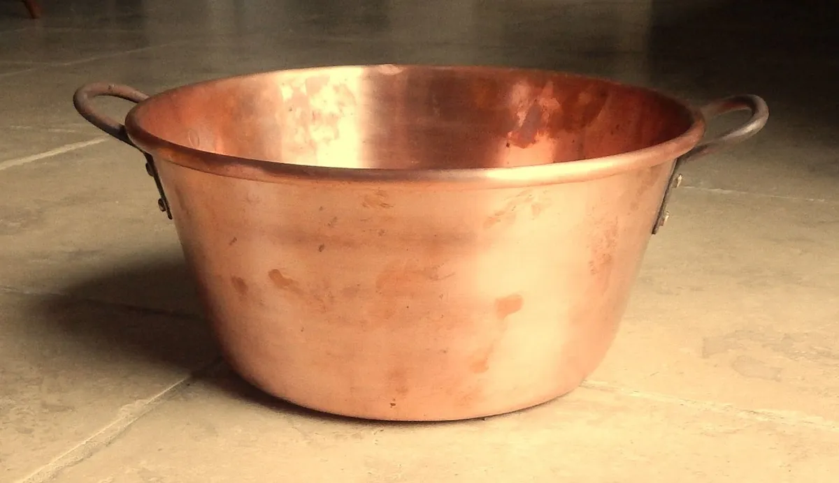 Large Vintage Handmade Copper Jam Pan - Image 1