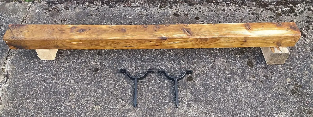 Rustic Oak Beam Stove Mantle / Floating sHELF - Image 1