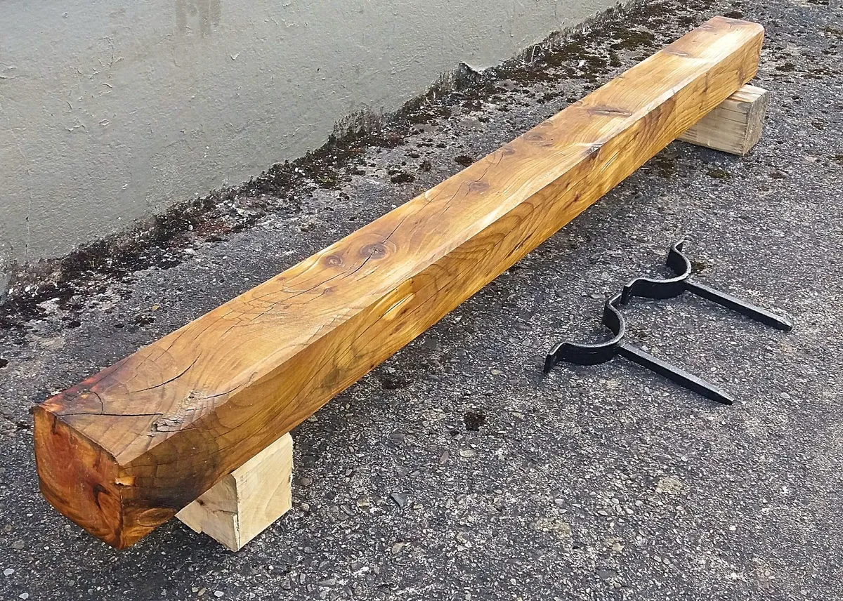 Rustic Oak Beam Stove Mantle / Floating sHELF - Image 4