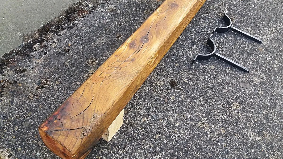 Rustic Oak Beam Stove Mantle / Floating sHELF - Image 3