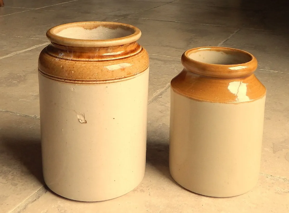 2 Salt Glazed Earthenware Storage Jars - Image 2
