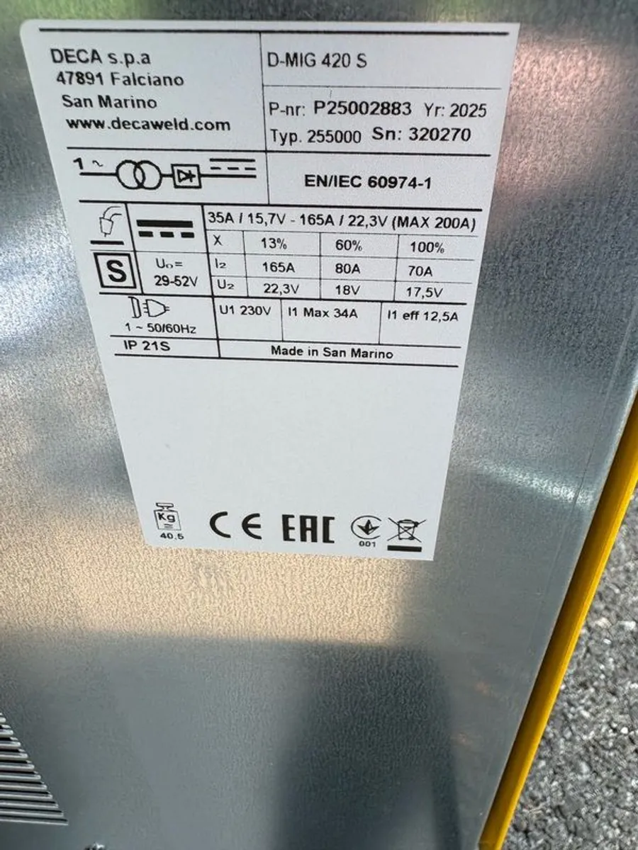 Deca DMig 200Amps with Torch Earth Single Phase welder. - Image 3