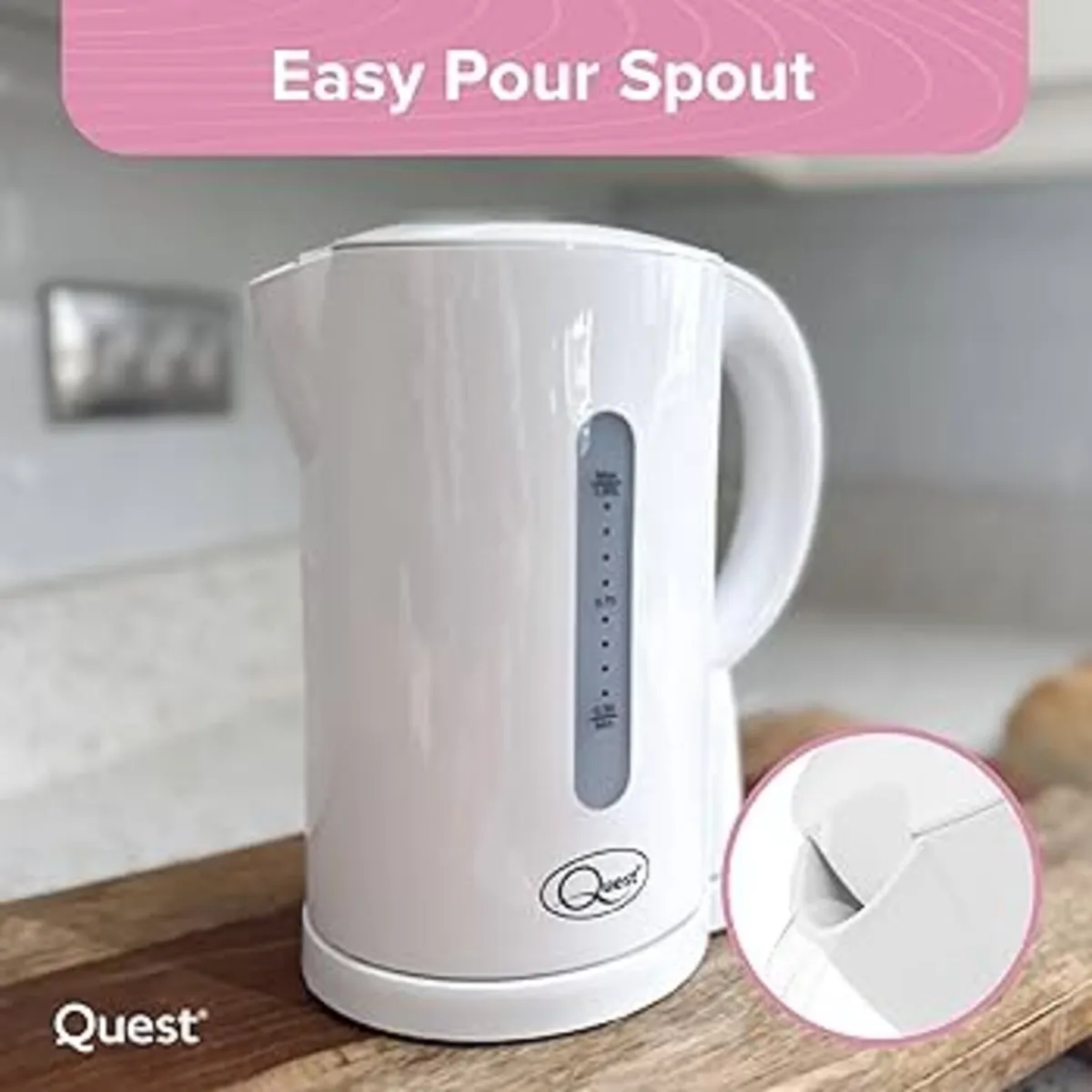 Kettles Cordless One Litre White  On Stand - Image 1