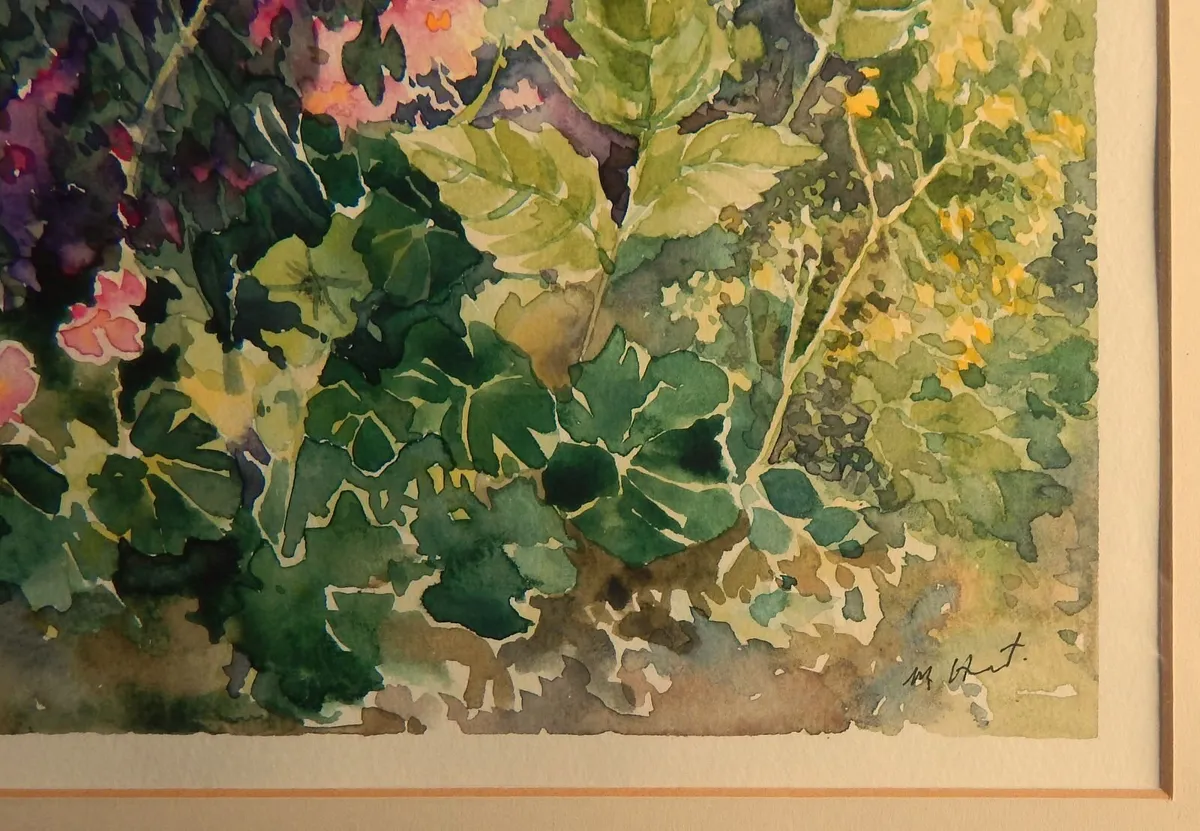 Large Signed Floral Watercolour of Roses - Image 3