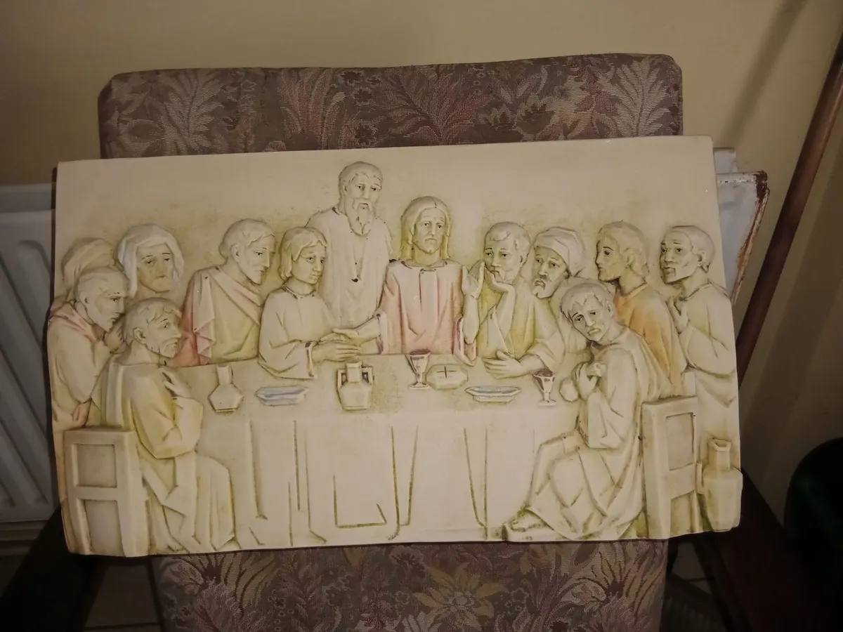 MARBLE LAST SUPPER 19 INCHES WIDE BY 12 INCHES HIG - Image 1