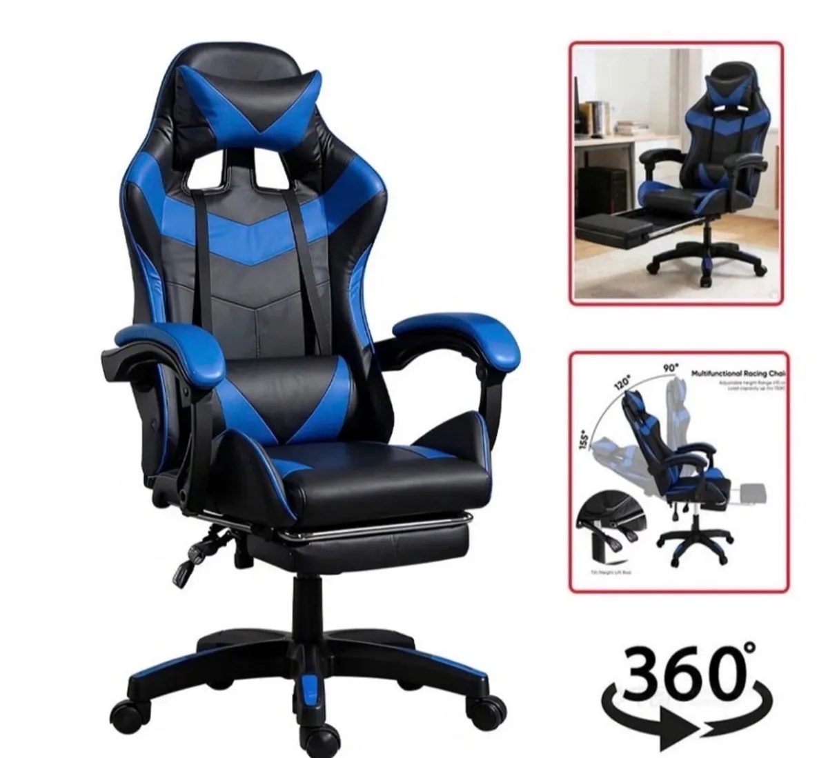 New Gaming Chair Office Reclining Chair w Footrest - Image 1