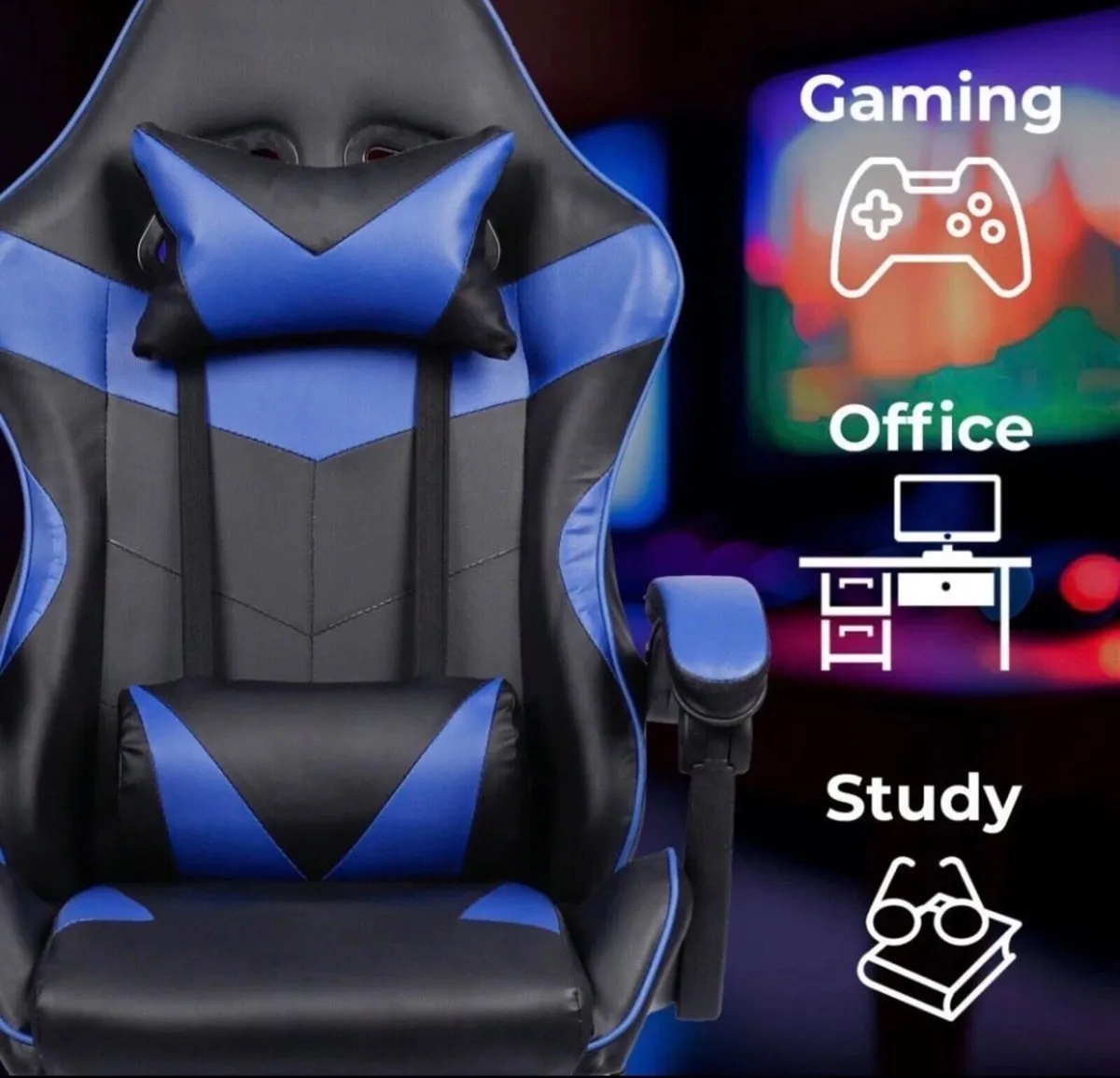 New Gaming Chair Office Reclining Chair w Footrest - Image 4