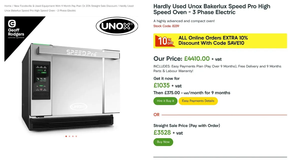 Hardly Used Unox SpeedPro Oven- PAY OVER 9 MONTHS! - Image 3
