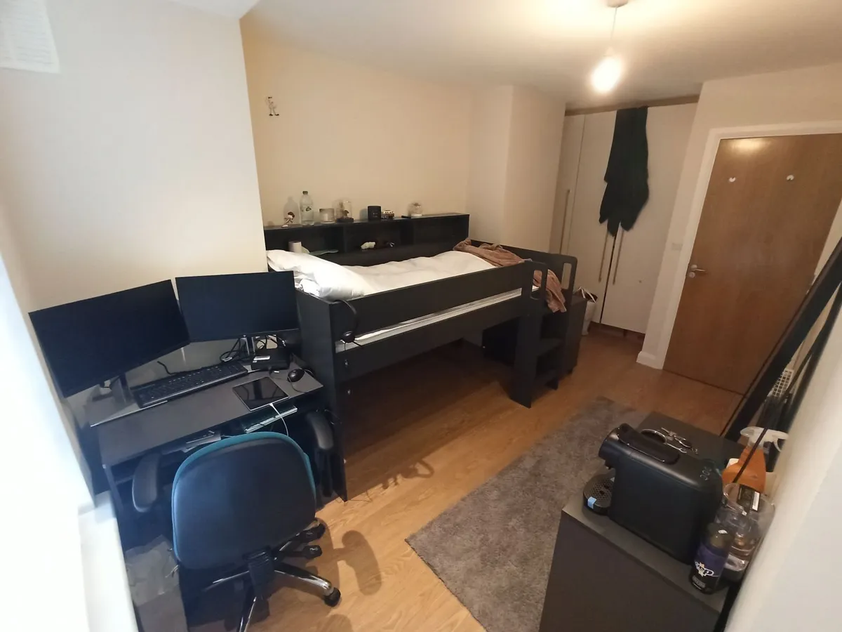 Bed with desk and storage - Image 1