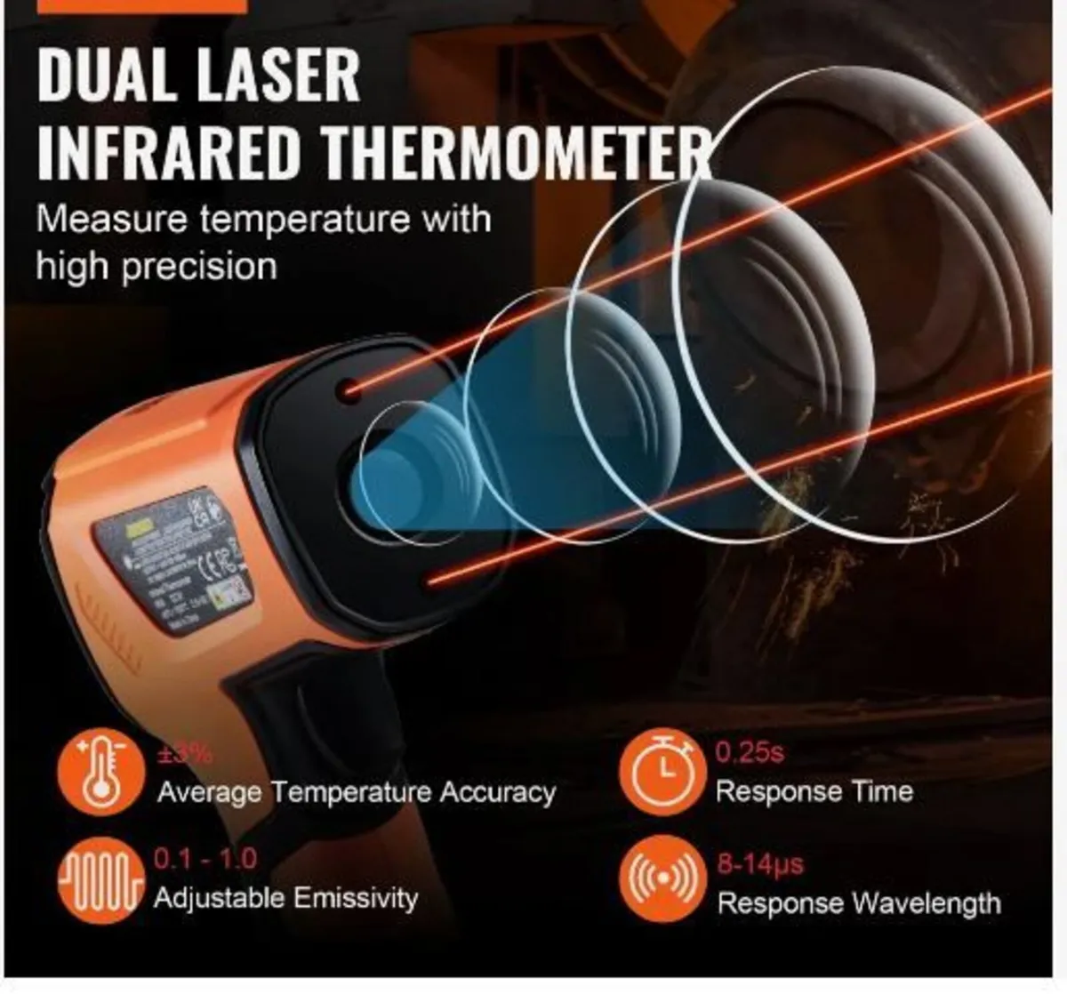 Infrared Thermometer, -40~2732°F Dual Laser - Image 2
