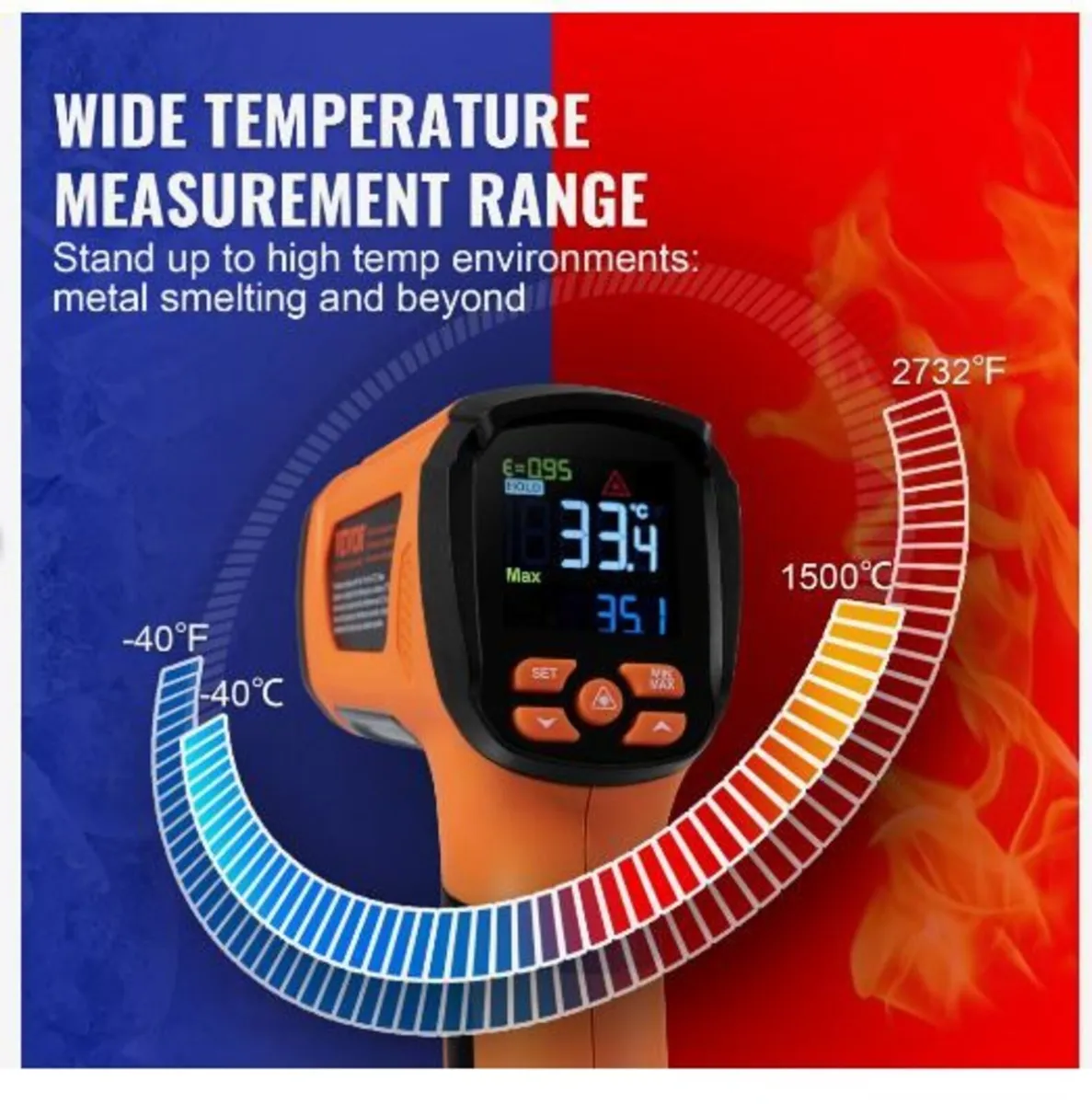 Infrared Thermometer, -40~2732°F Dual Laser - Image 3