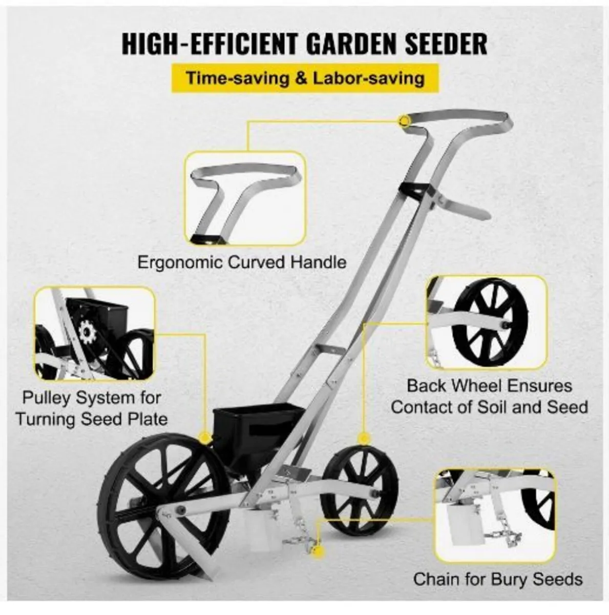 Garden Seeder, Metal Precision Garden Push - Image 4