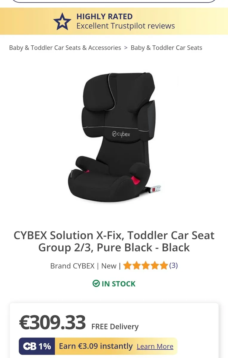 Cybex toddler child car seat 15-36 kg Isofix - Image 1