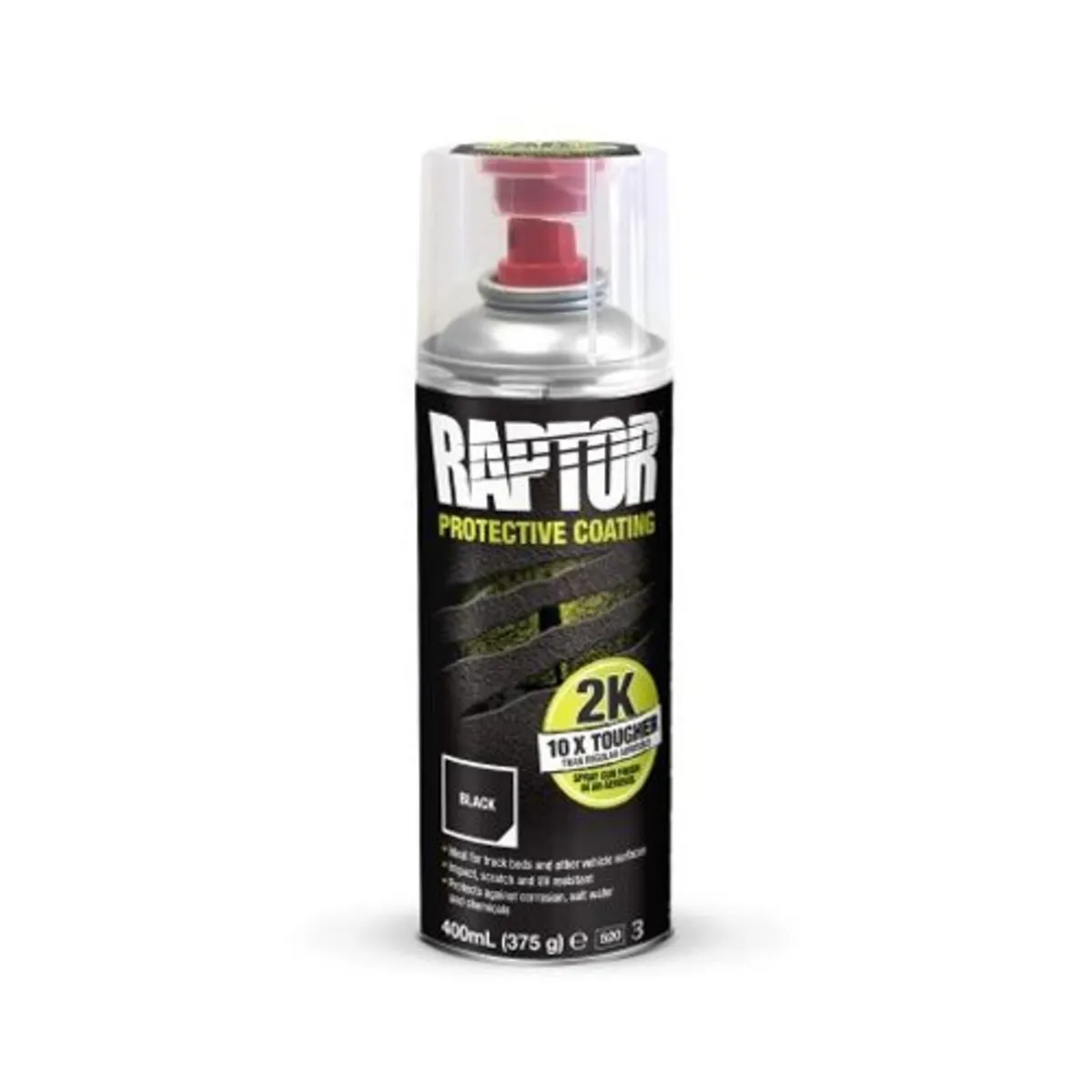 U-POL RAPTOR 2K Aerosol Black 400ml – RLB/AL - Image 1