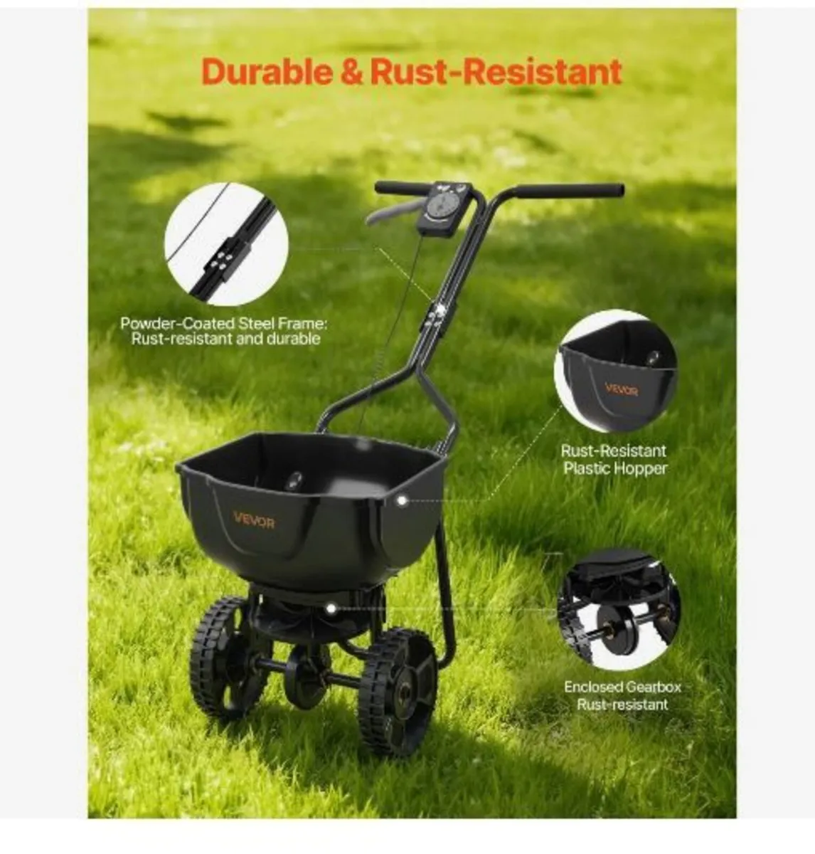 Push Lawn Spreader, 3m Spreading - Image 2