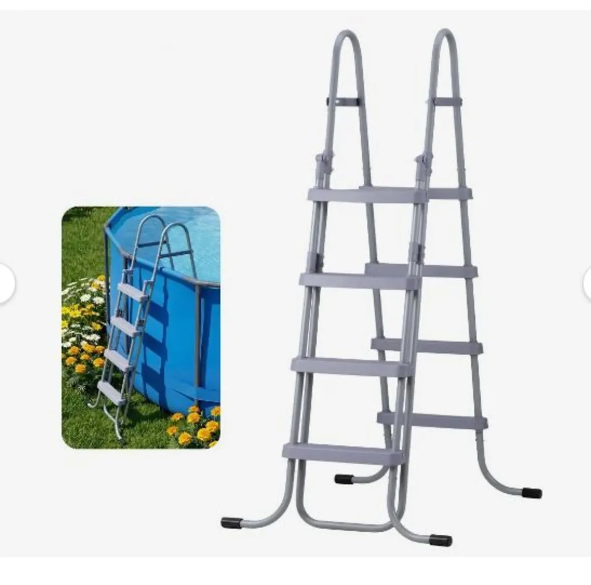 Above Ground Pool Ladder, 4-Step Steel - Image 1
