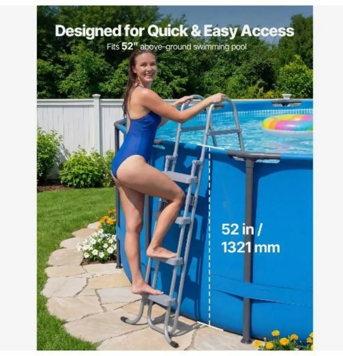 Above Ground Pool Ladder, 4-Step Steel - Image 3