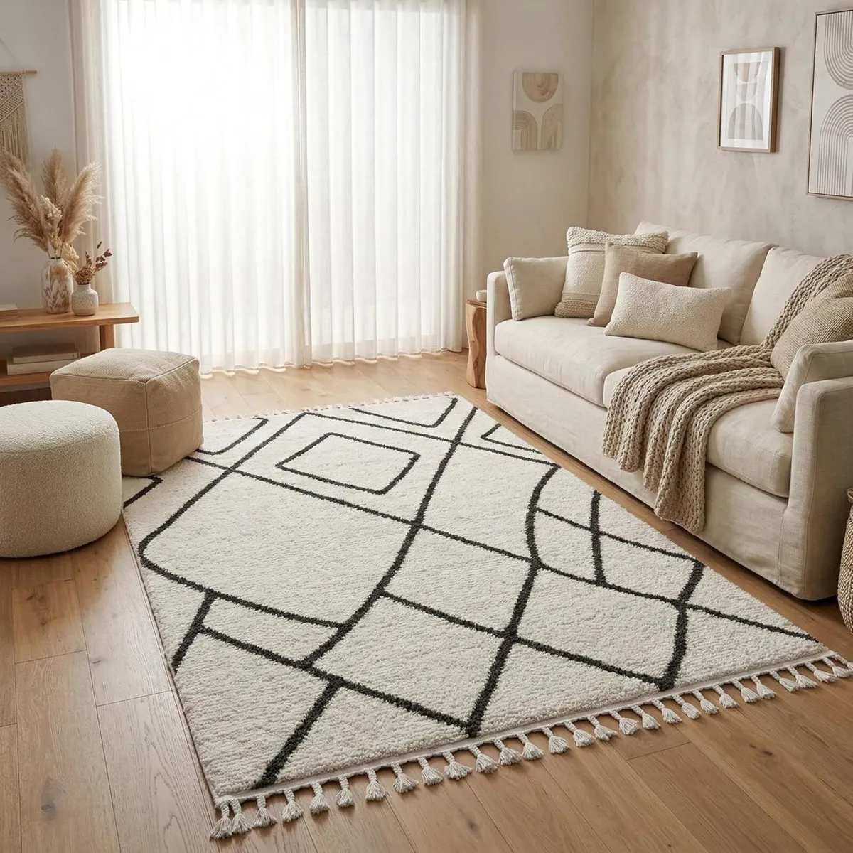 160 x 230 cm Living Room Rug Ivory Cream White - Image 2