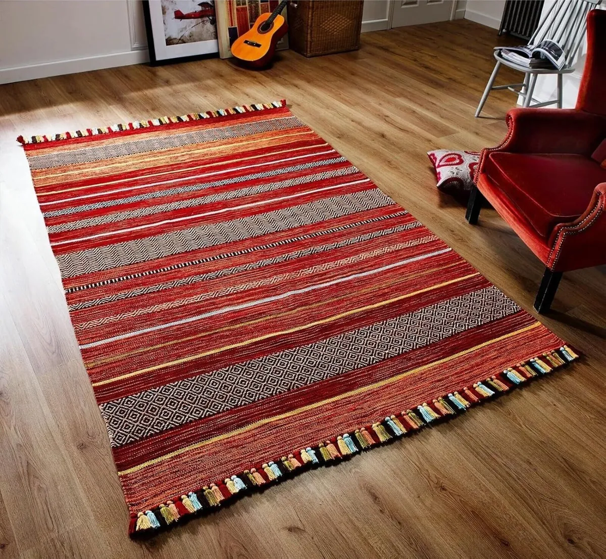 Handmade Moroccan Kilim rug Vintage carpet Flat - Image 1