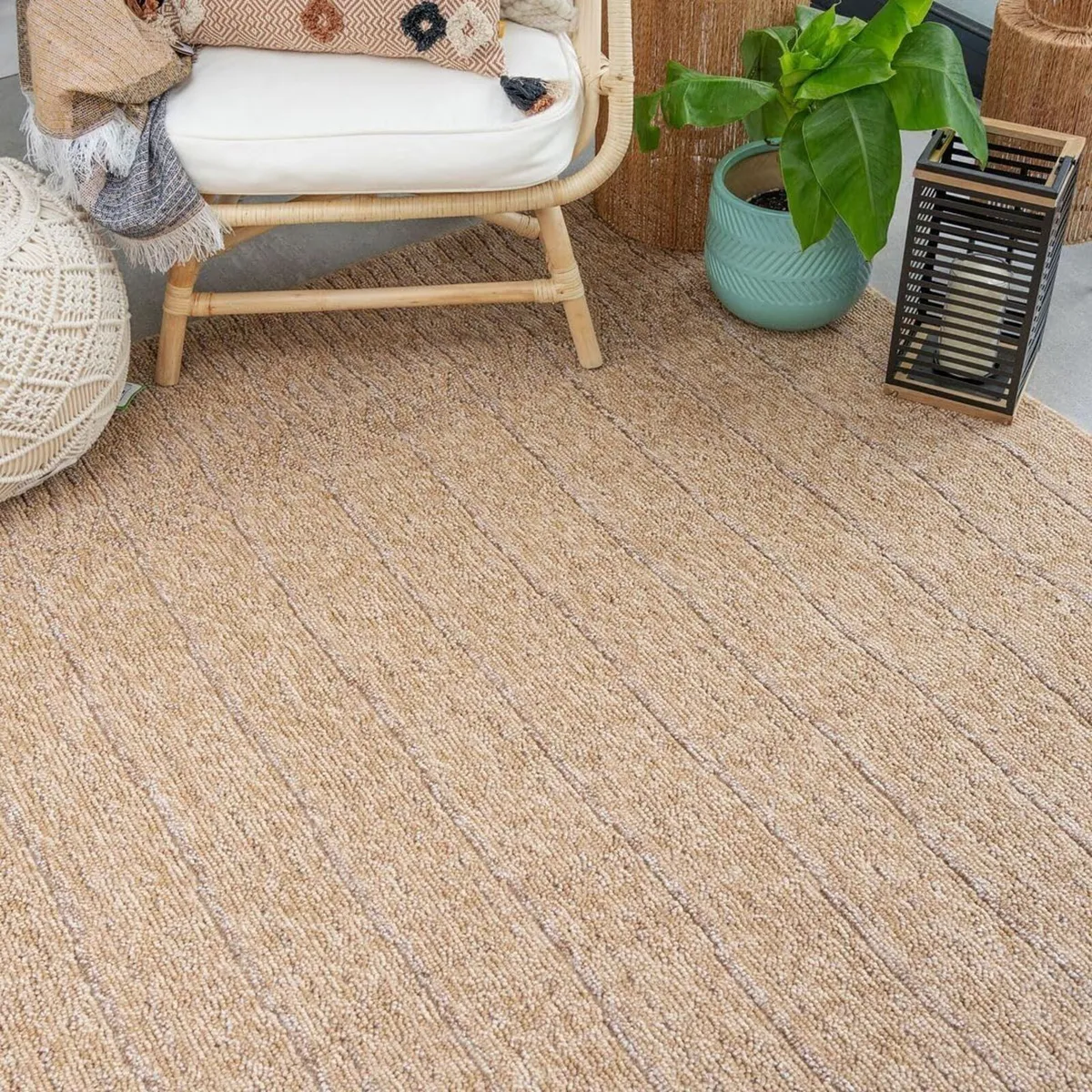 Modern Indoor Outdoor Beige Brown Area Rug for - Image 2